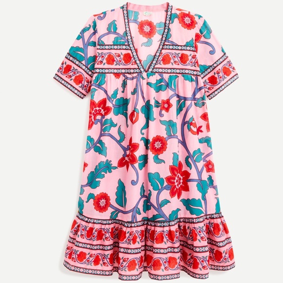 J. Crew V-neck tunic dress in floral block print - Picture 2 of 13